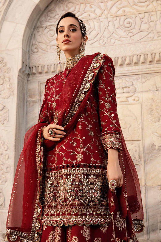 Maria B. | Unstitched Embroidered Cotton Satin Suit | CST-807 - Maroon