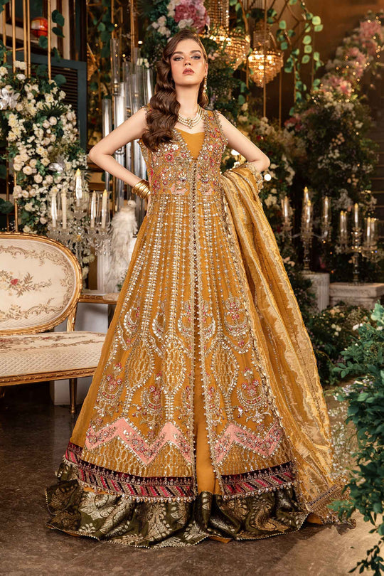 Maria B. | 3 Piece Unstitched Embroidered Organza Suit | BD-2907 - Mustard
