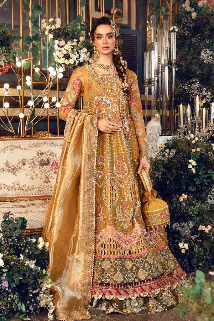 Maria B. | 3 Piece Unstitched Embroidered Organza Suit | BD-2907 - Mustard