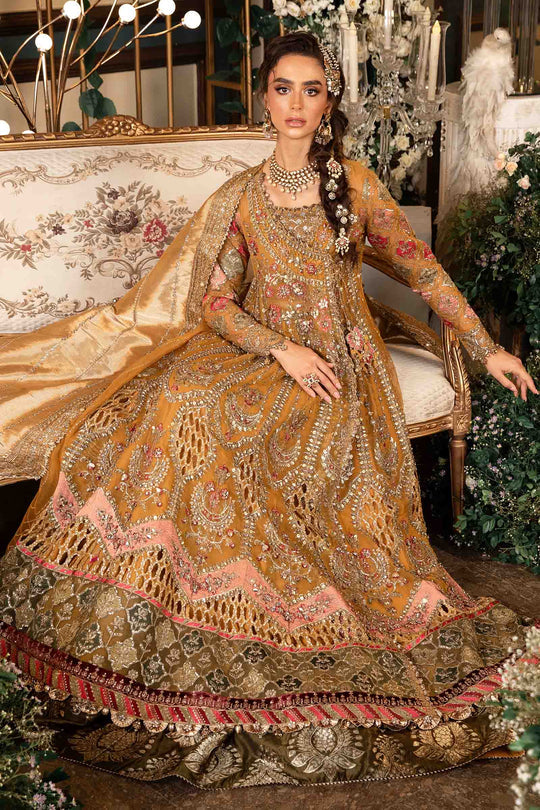 Maria B. | 3 Piece Unstitched Embroidered Organza Suit | BD-2907 - Mustard