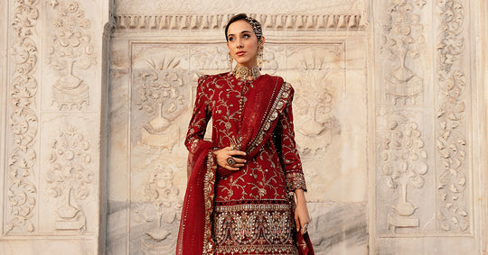 Maria B. | Unstitched Embroidered Cotton Satin Suit | CST-807 - Maroon