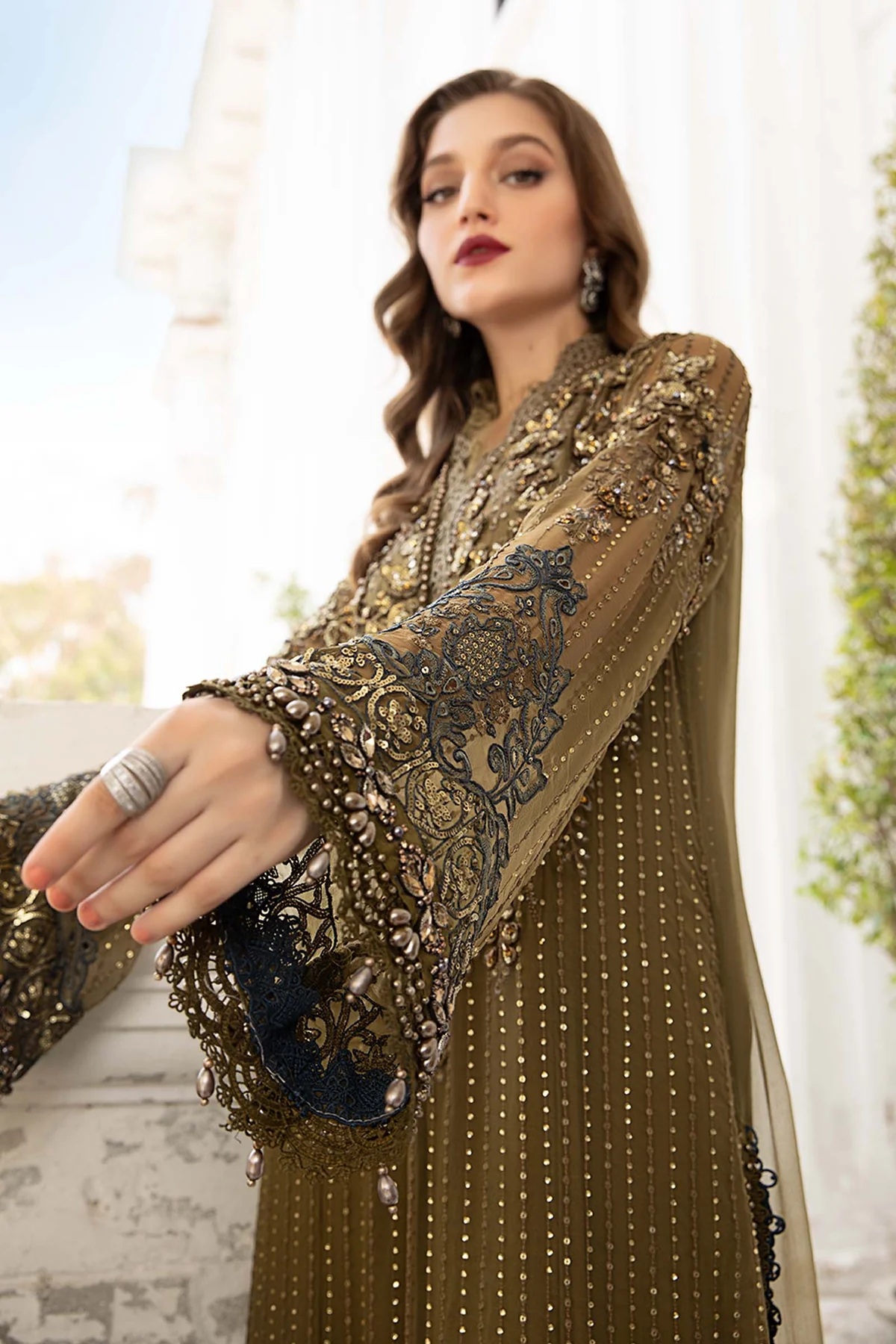Maria B. | Unstitched Embroidered Chiffon with Organza Dupatta | D8