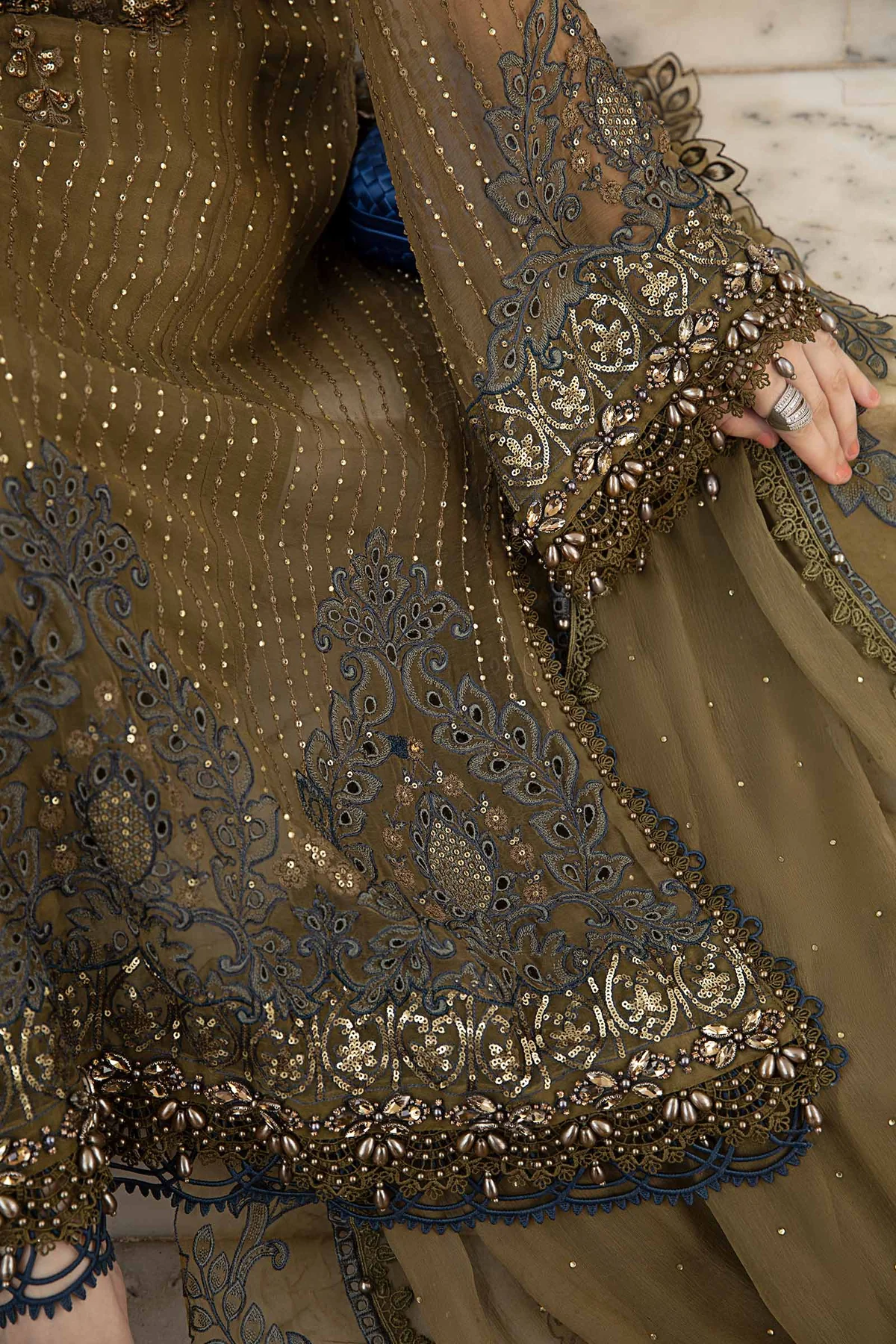 Maria B. | Unstitched Embroidered Chiffon with Organza Dupatta | D8