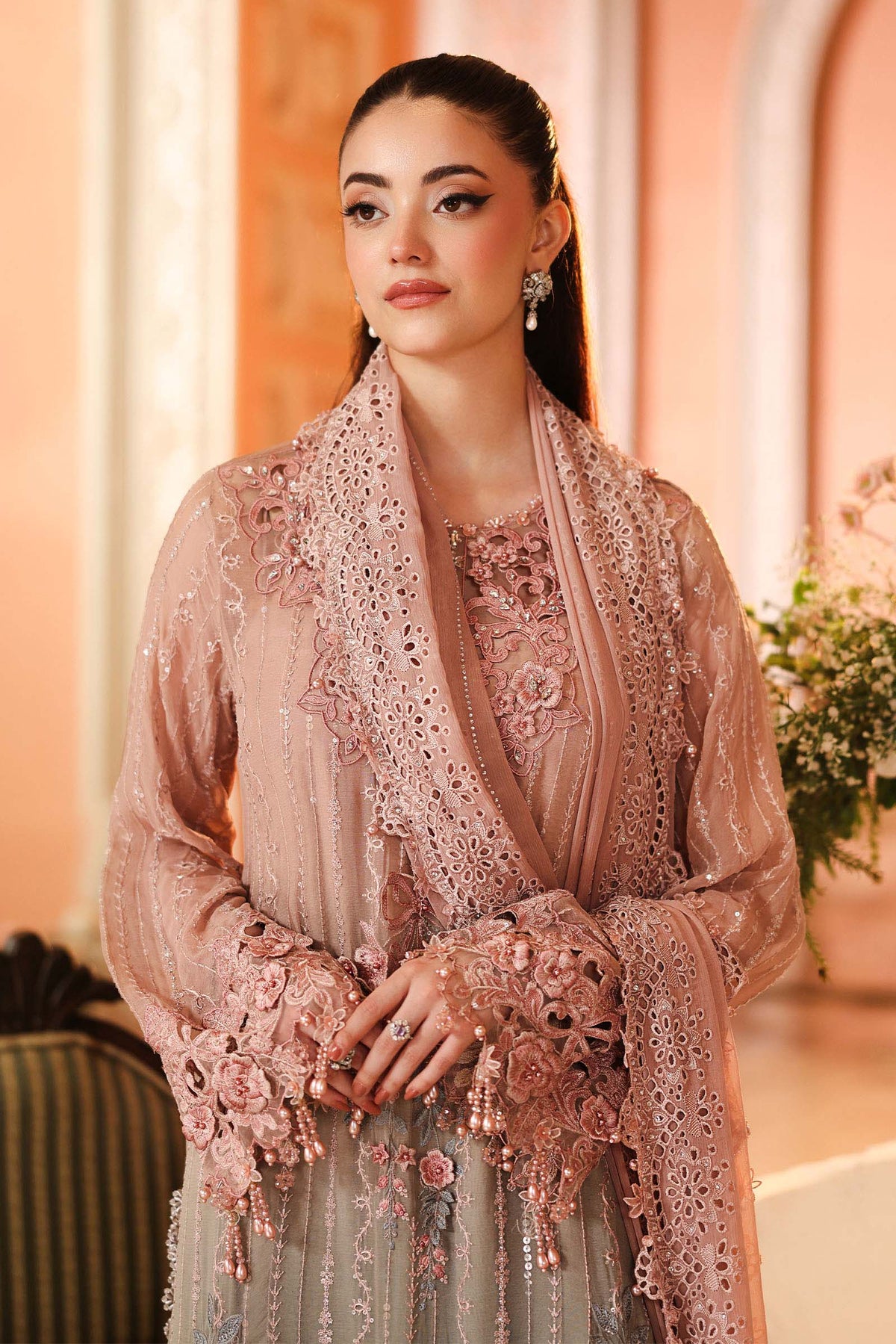 Maria B. | 3 Piece Unstitched Embroidered Chiffon | MPC-26-202-Ombre Blossom