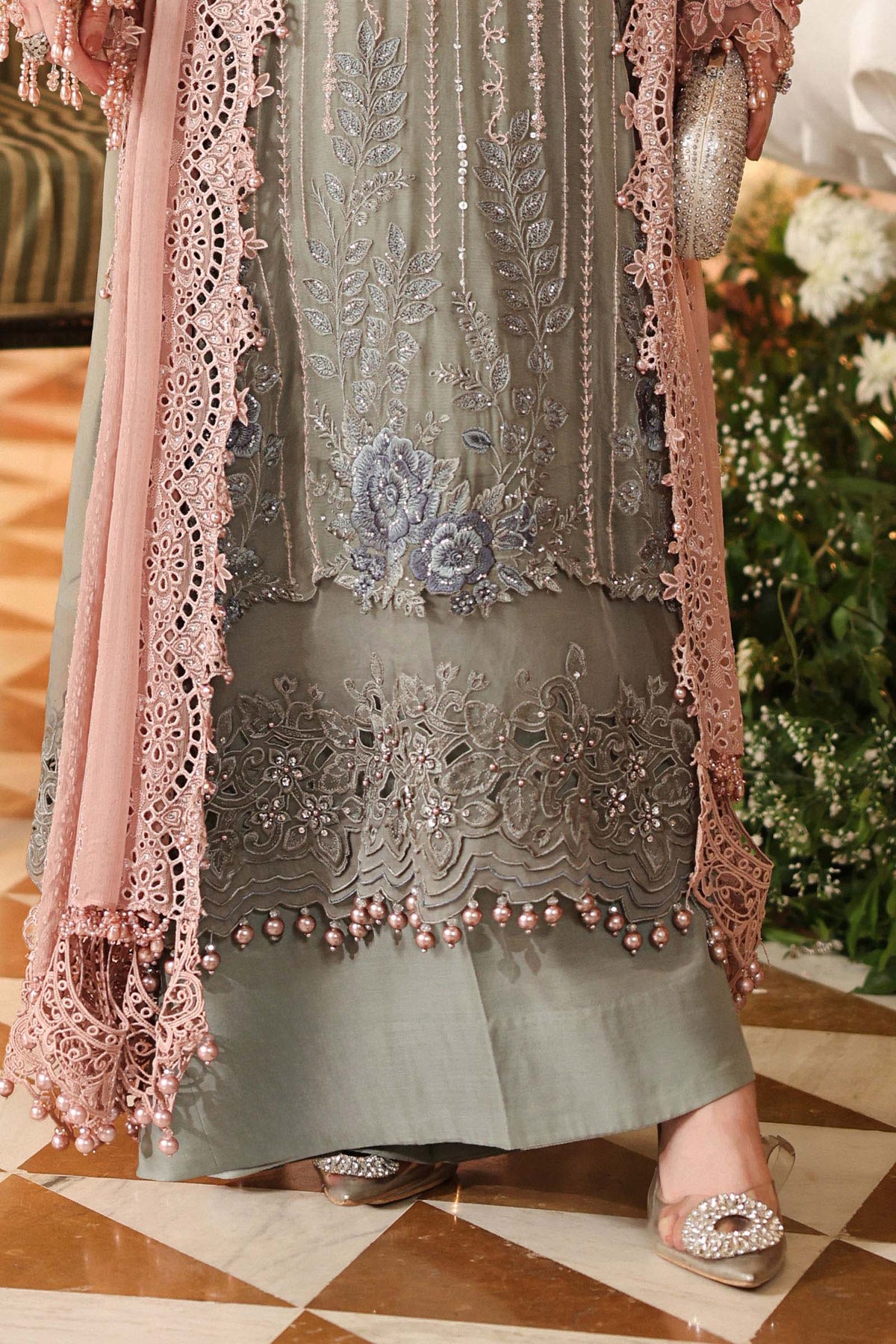 Maria B. | 3 Piece Unstitched Embroidered Chiffon | MPC-26-202-Ombre Blossom
