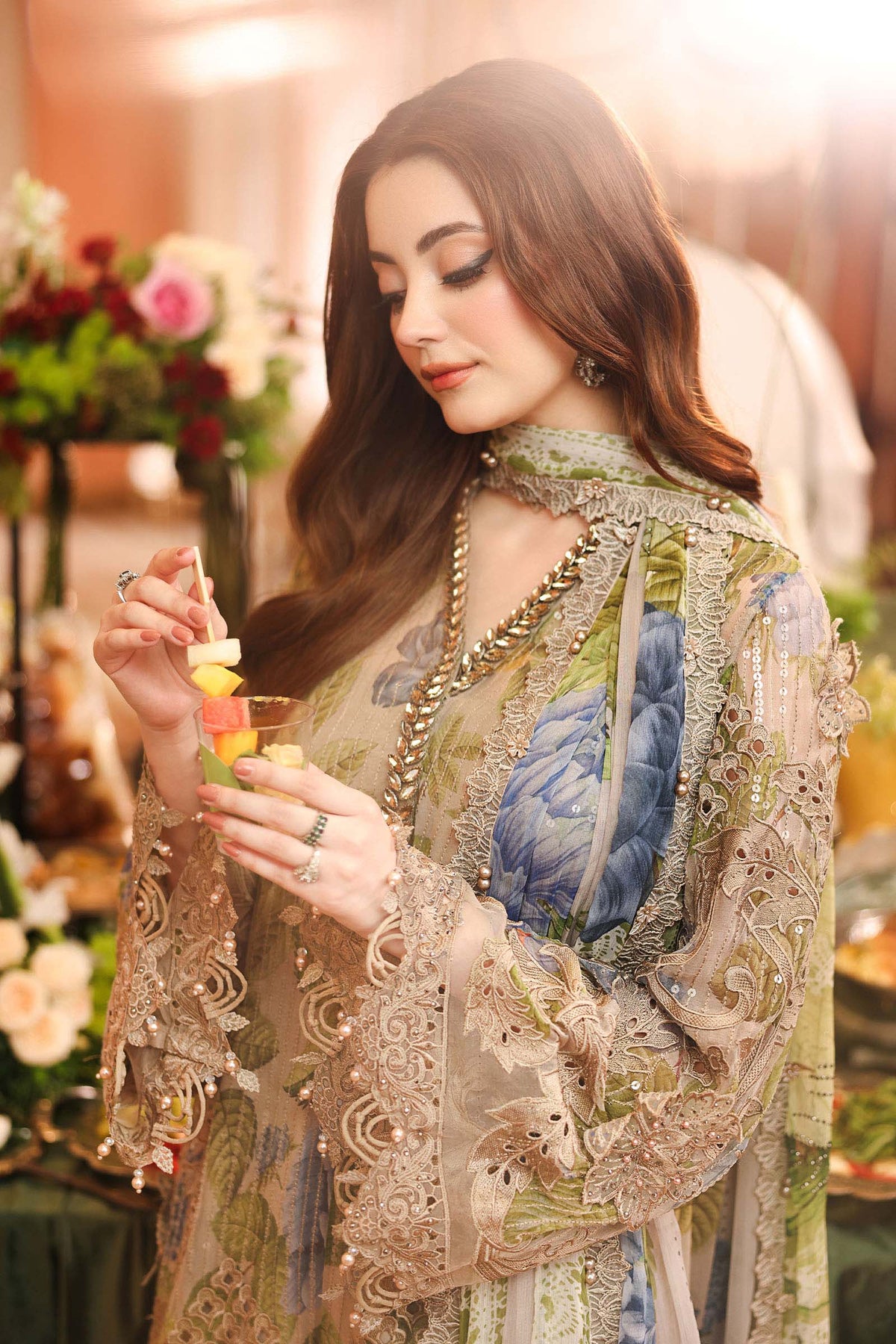 Maria B. | 3 Piece Unstitched Embroidered Chiffon | MPC-26-203-Warm Beige