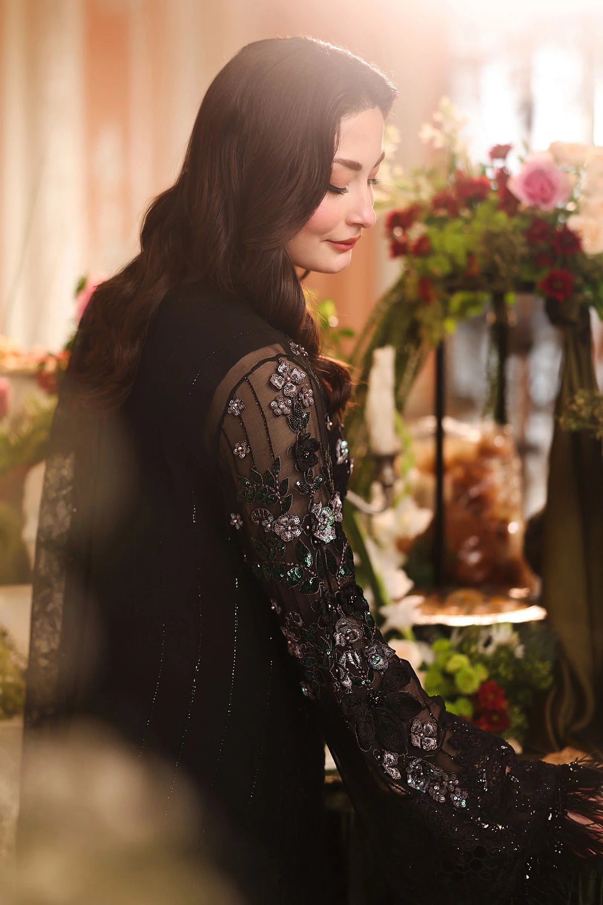 Maria B. | 3 Piece Unstitched Embroidered Chiffon | MPC-26-204-Black