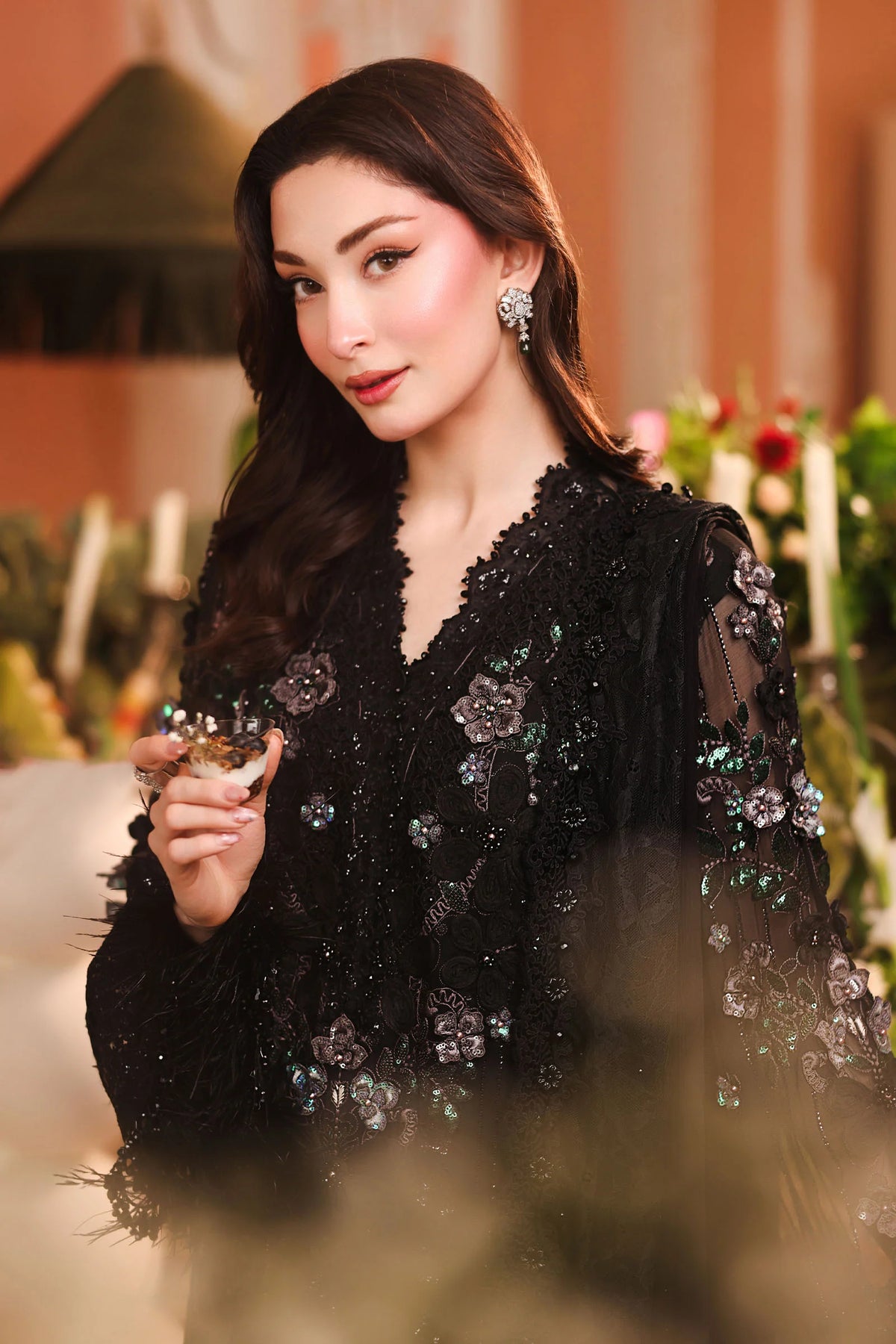 Maria B. | 3 Piece Unstitched Embroidered Chiffon | MPC-26-204-Black
