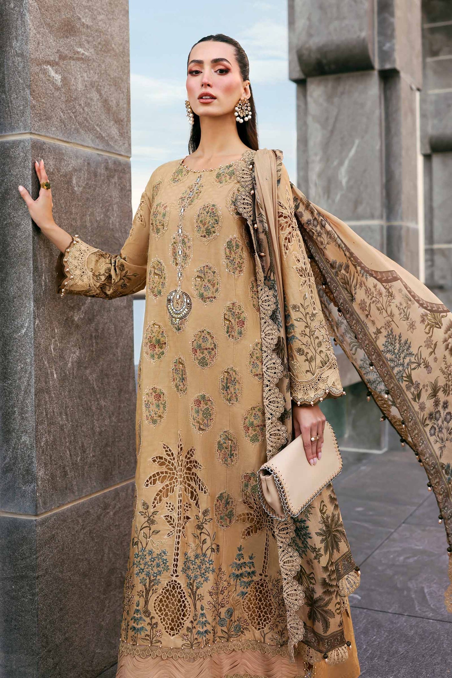 Maria B. | 3 Piece Unstitched Embroidered Jacquard Lawn Suit | D-2605-A