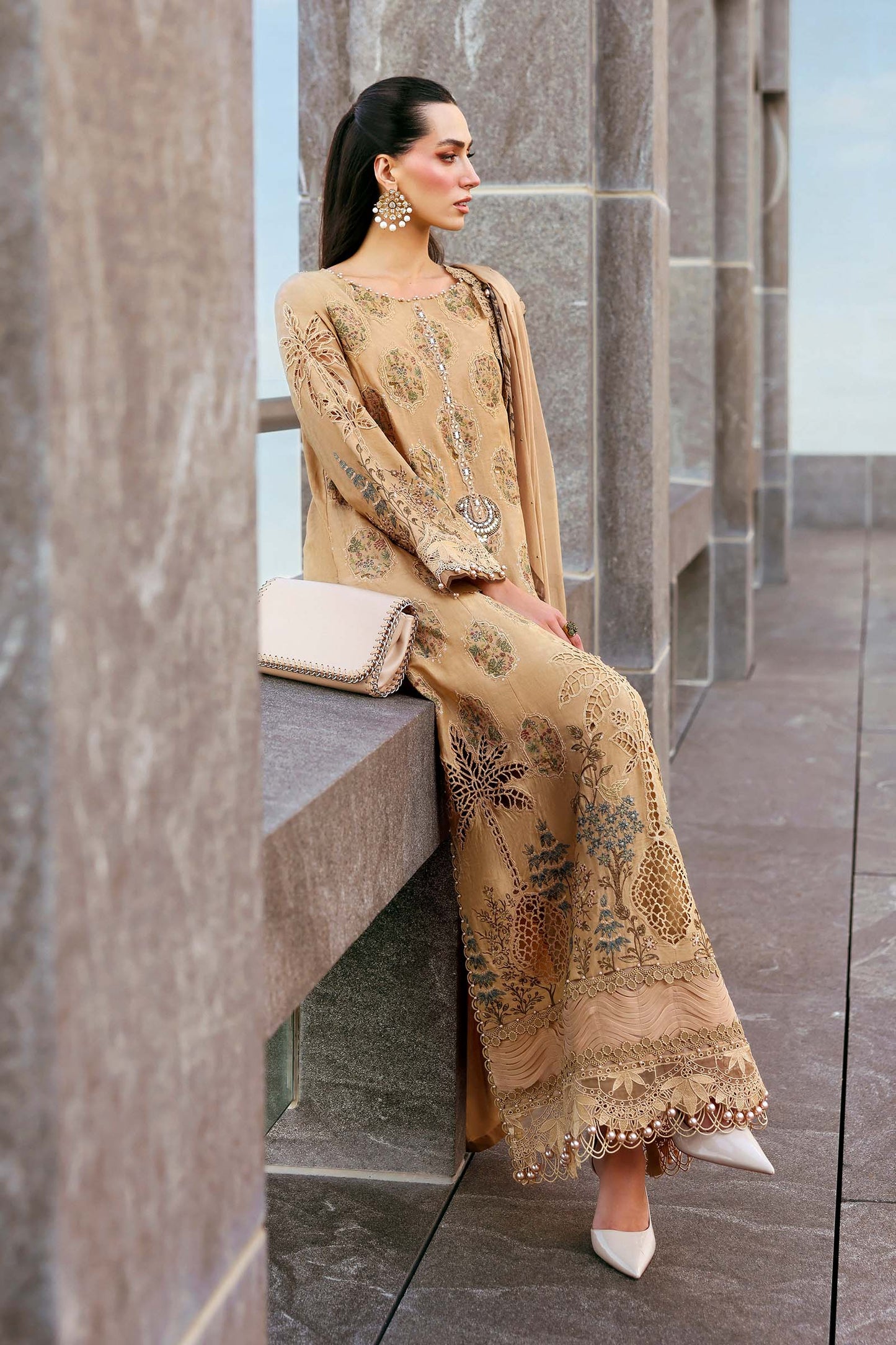 Maria B. | 3 Piece Unstitched Embroidered Jacquard Lawn Suit | D-2605-A