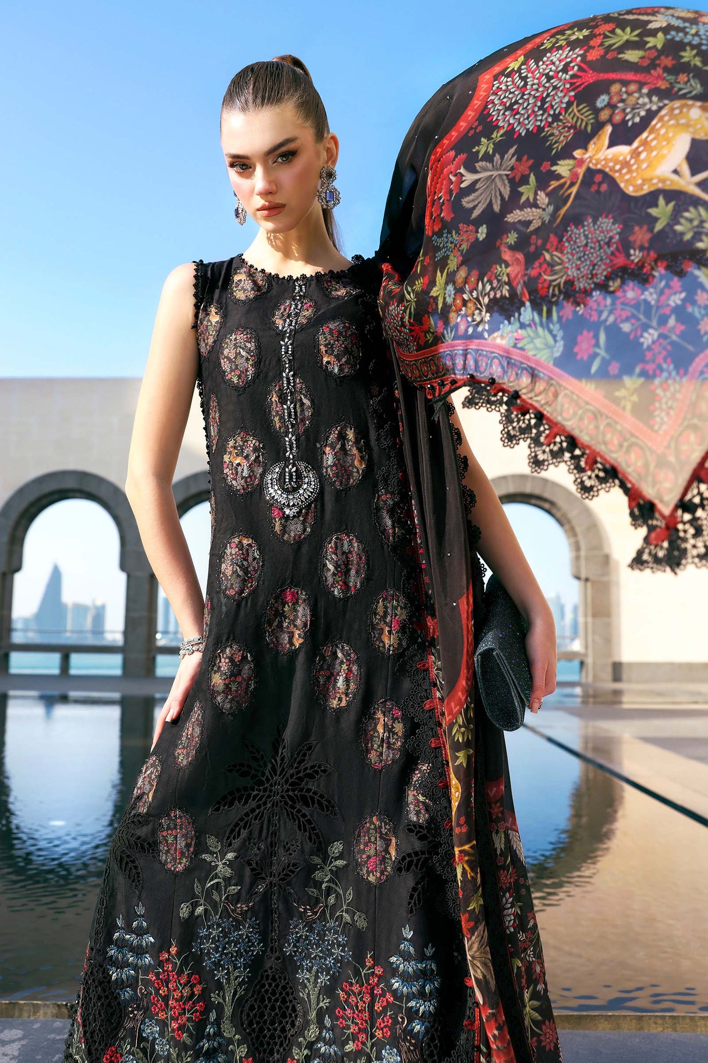 Maria B. | 3 Piece Unstitched Embroidered Jacquard Lawn Suit | D-2605-B