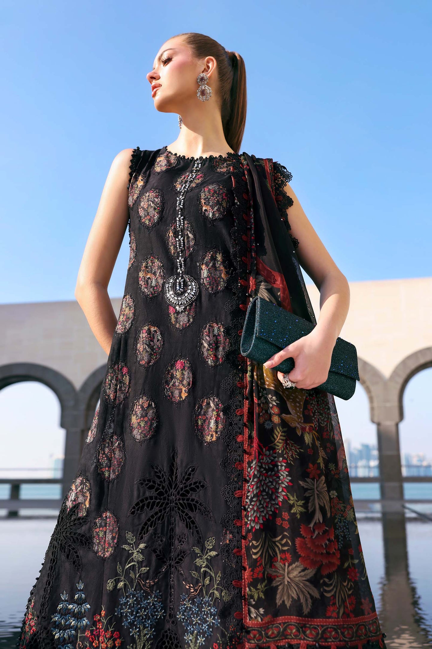 Maria B. | 3 Piece Unstitched Embroidered Jacquard Lawn Suit | D-2605-B