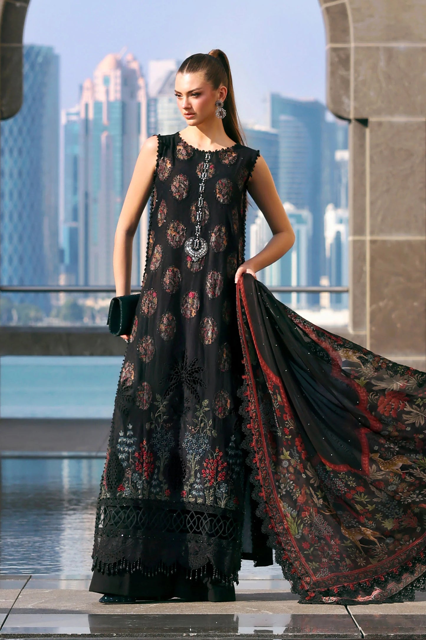 Maria B. | 3 Piece Unstitched Embroidered Jacquard Lawn Suit | D-2605-B