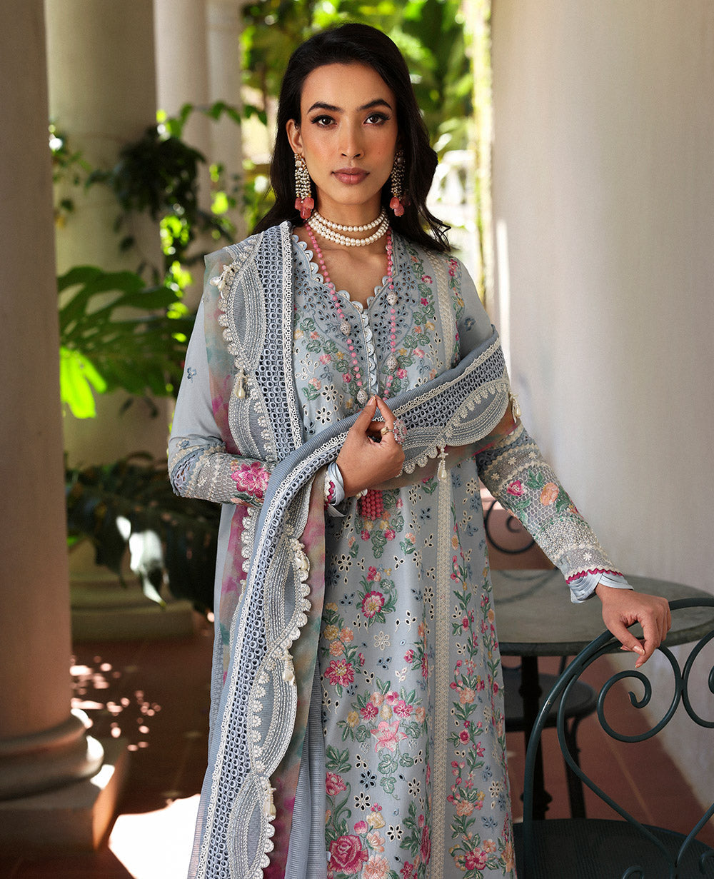Republic Womens Wear | 3 Piece Unstitched Embroidered Lawn | D7-B Hoor
