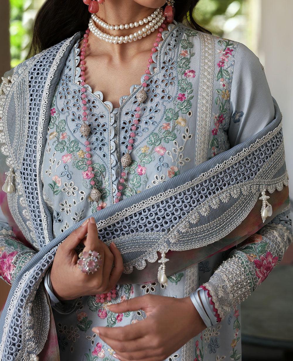 Republic Womens Wear | 3 Piece Unstitched Embroidered Lawn | D7-B Hoor