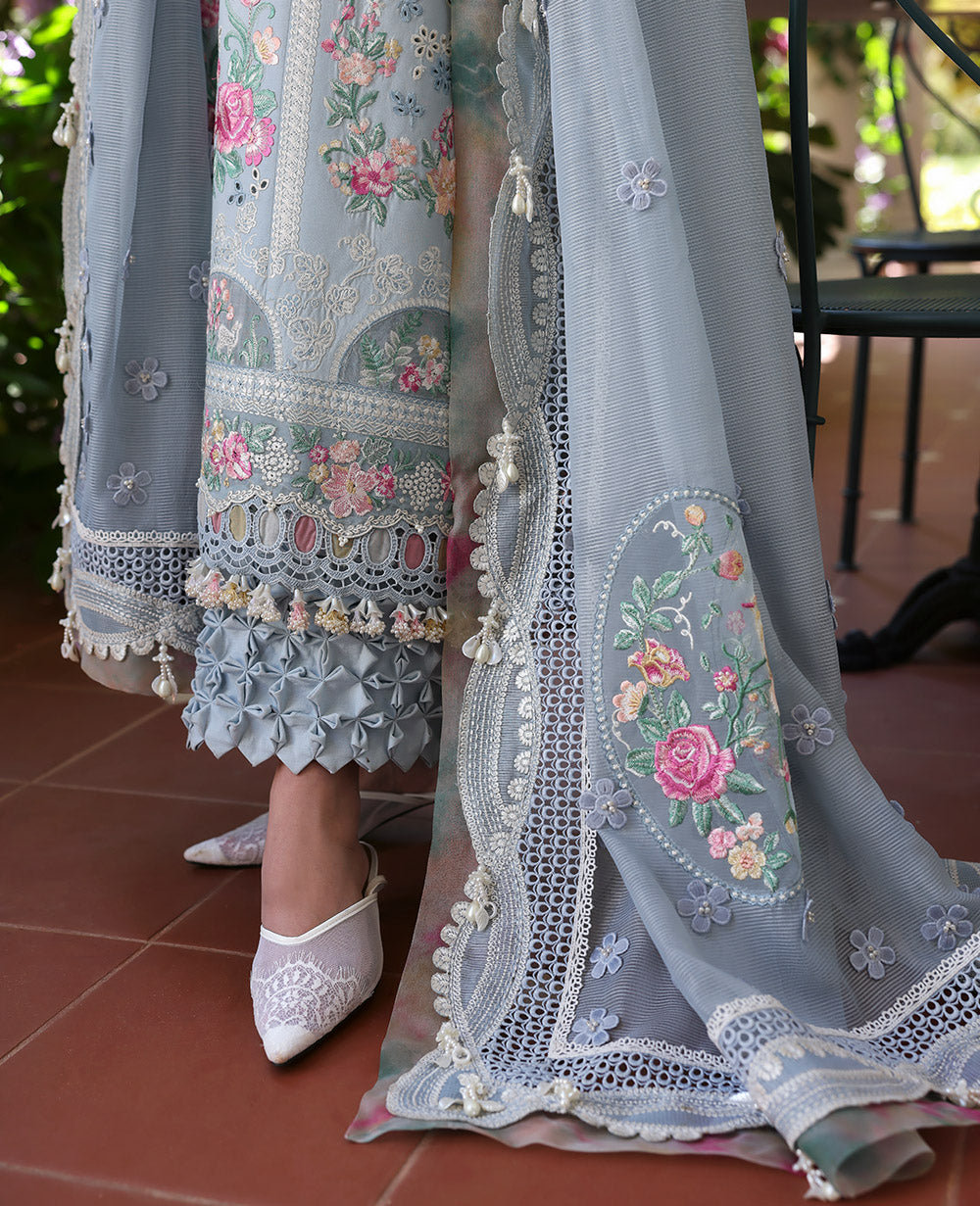 Republic Womens Wear | 3 Piece Unstitched Embroidered Lawn | D7-B Hoor