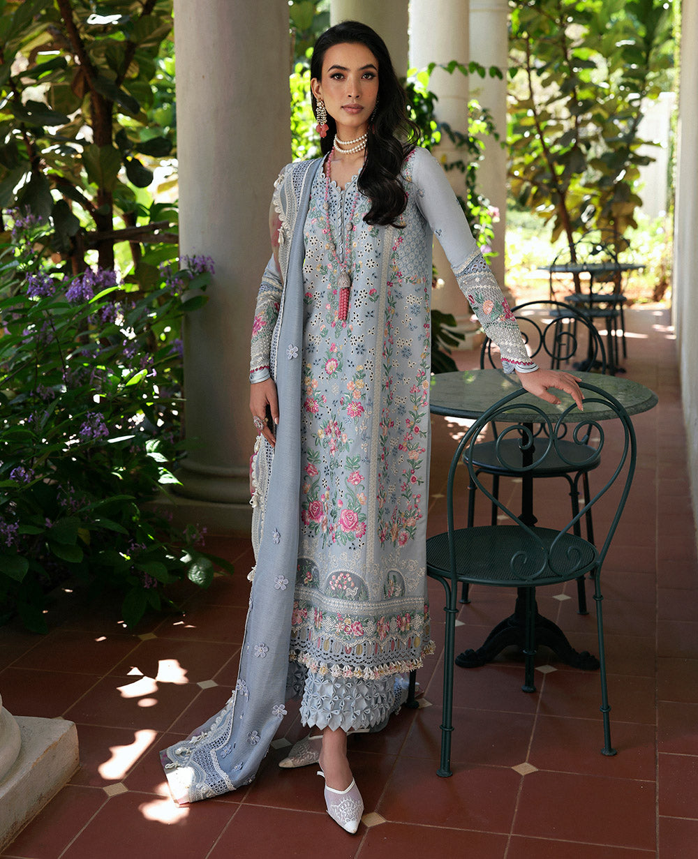 Republic Womens Wear | 3 Piece Unstitched Embroidered Lawn | D7-B Hoor