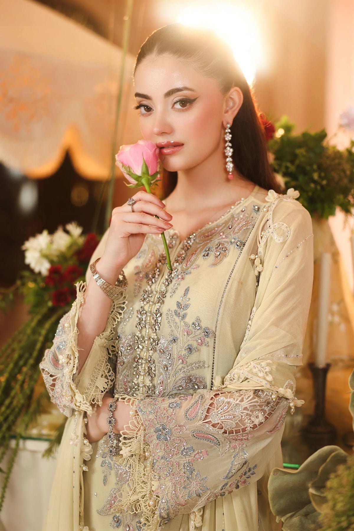 Maria B. | 3 Piece Unstitched Embroidered Chiffon Article | MPC-26-208-Pastle Sunshine