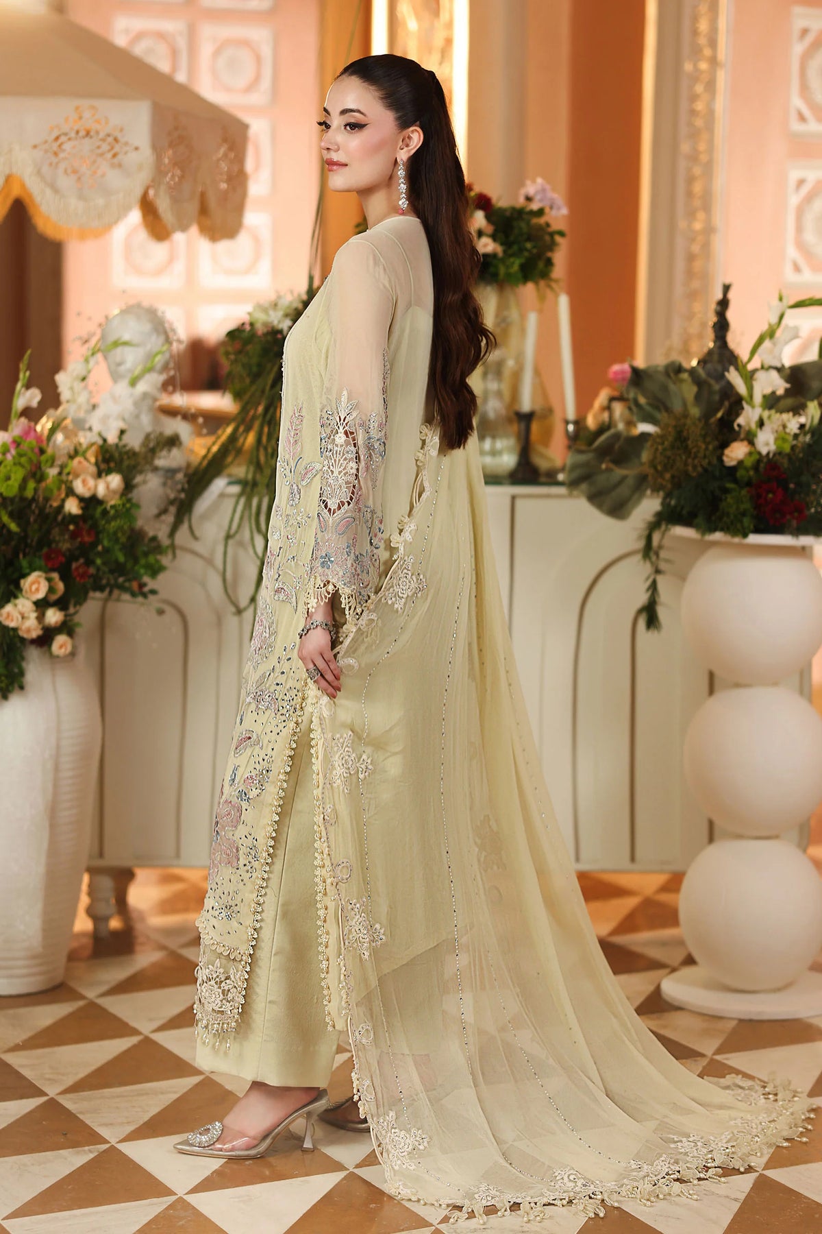 Maria B. | 3 Piece Unstitched Embroidered Chiffon Article | MPC-26-208-Pastle Sunshine