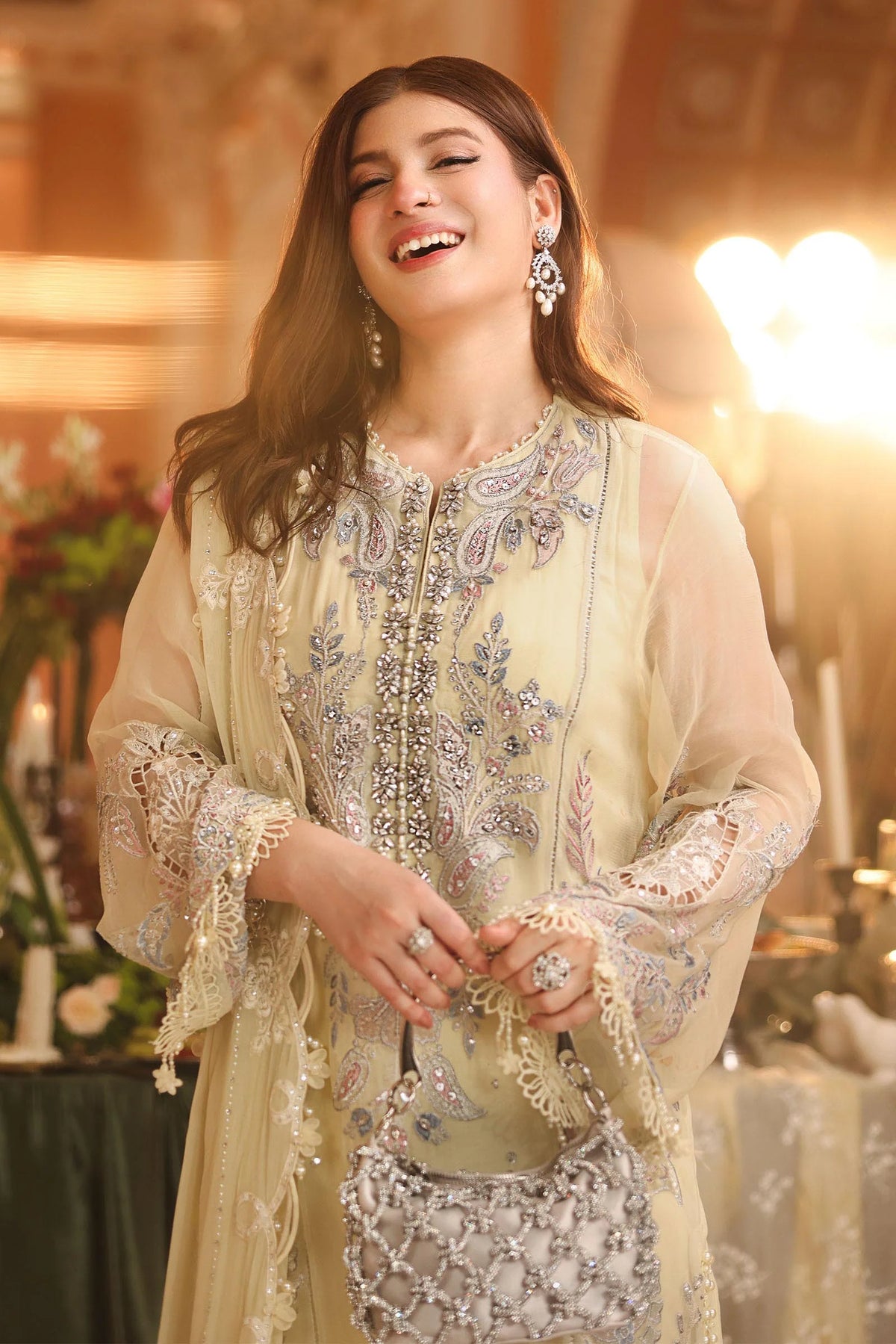 Maria B. | 3 Piece Unstitched Embroidered Chiffon Article | MPC-26-208-Pastle Sunshine