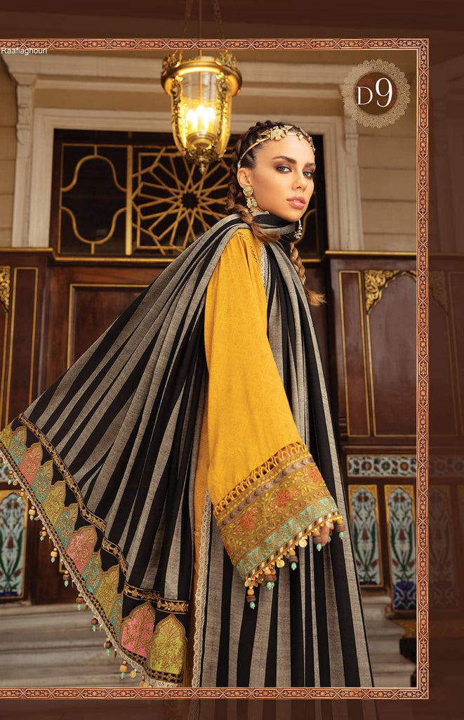 Maria B. | 3 Piece Unstitched Embroidered Lawn DL-909 | Mustard