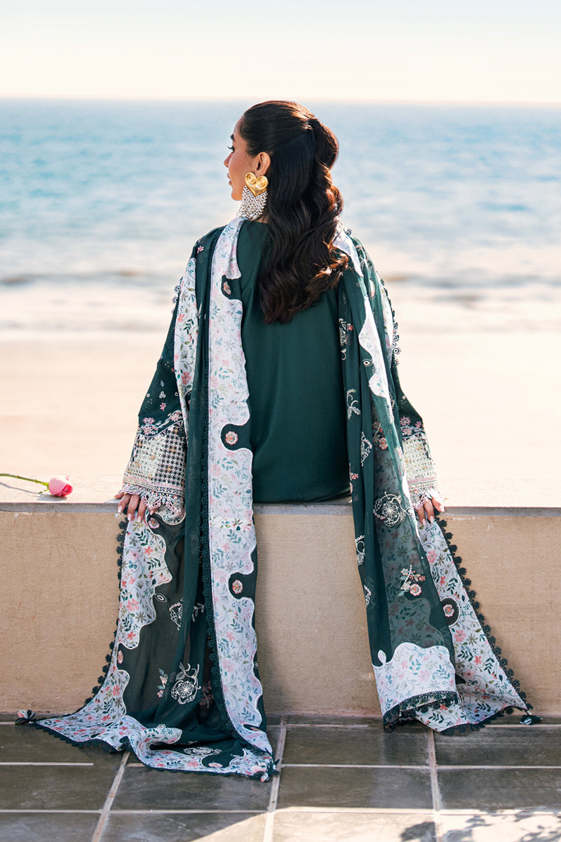 Qalamkar | 3 Piece Unstitched Chikankari Embroidered Lawn with Chiffon Dupatta | FK-13 ELIZA