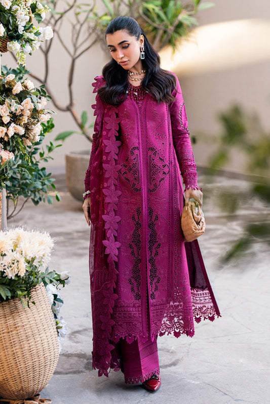 Qalamkar | 3 Piece Unstitched Embroided Chikankari Lawn | FK-11 VIOLET