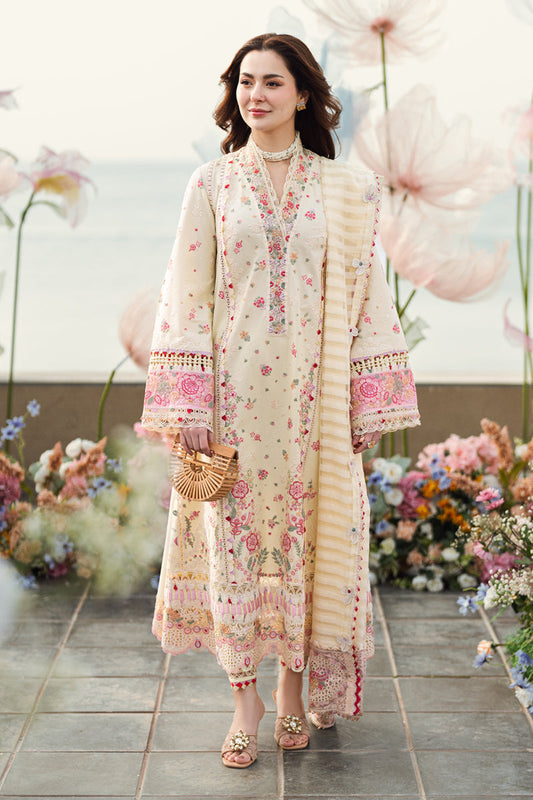 Qalamkar | 3 piece Unstitched Embroidered Lawn with Jacquard Dupatta | FK-14 SCARLETT
