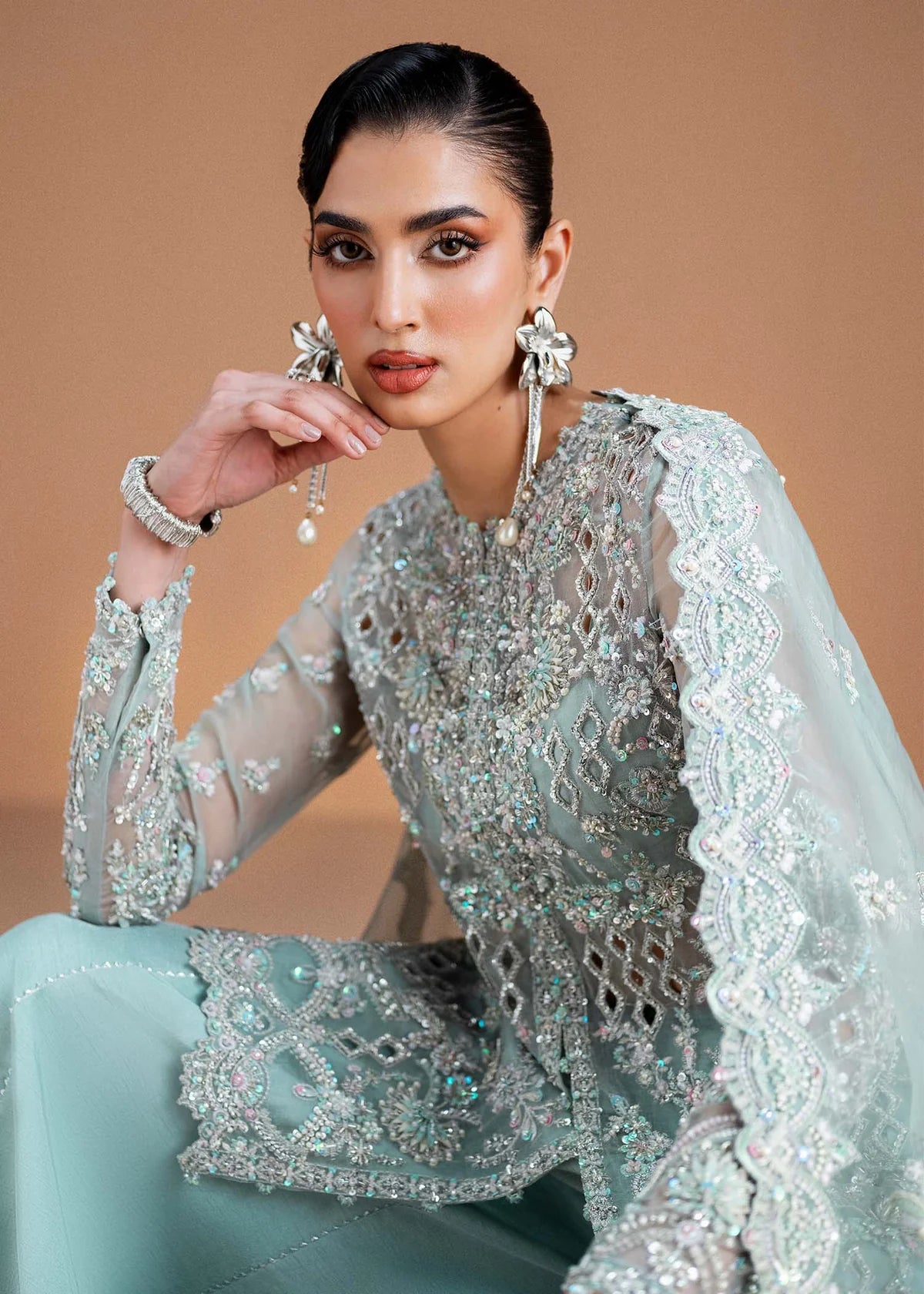 Kanwal Malik | 3 Piece Unstitched Embroidered Organza | Vania