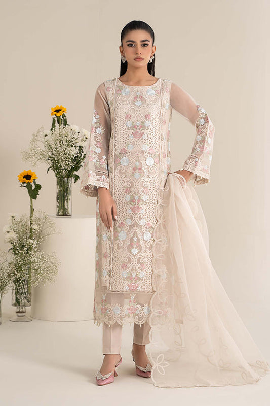 Maria B. | 3 Piece Unstitched Embroidered Organza Shirt with Lawn Lining Suit | DW-EF25-02