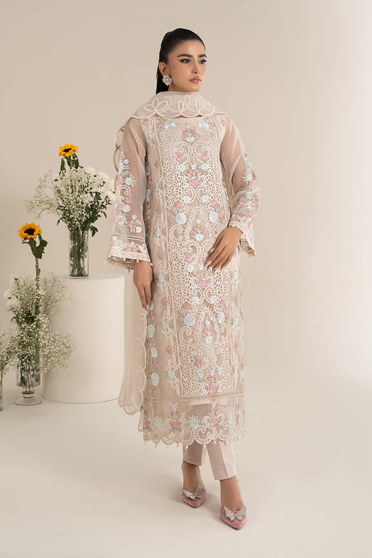 Maria B. | 3 Piece Unstitched Embroidered Organza Shirt with Lawn Lining Suit | DW-EF25-02