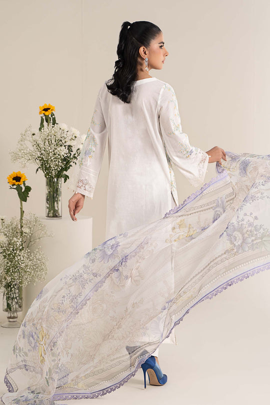 Maria B. | 3 Piece Unstitched Embroidered Self Jacquard Lawn Suit | DW-EF25-49