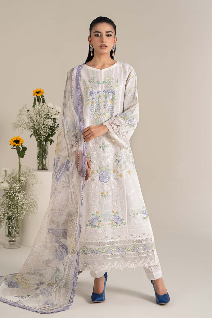 Maria B. | 3 Piece Unstitched Embroidered Self Jacquard Lawn Suit | DW-EF25-49