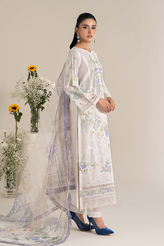 Maria B. | 3 Piece Unstitched Embroidered Self Jacquard Lawn Suit | DW-EF25-49