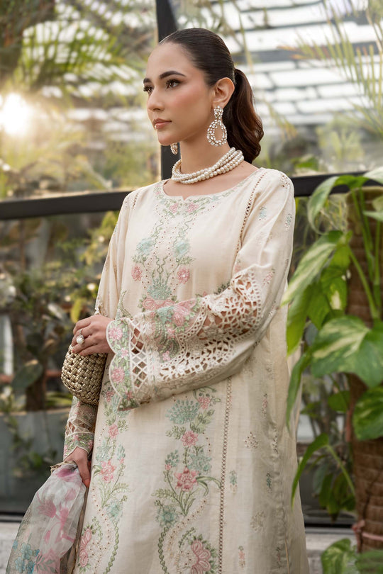 Maria B. | 3 Piece Unstitched Embroidered Self Jacquard Lawn Suit | DW-EF25-47