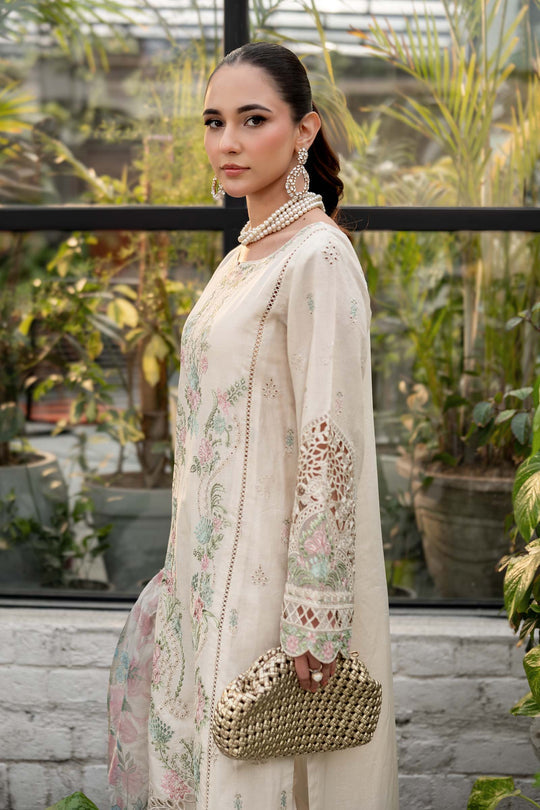 Maria B. | 3 Piece Unstitched Embroidered Self Jacquard Lawn Suit | DW-EF25-47