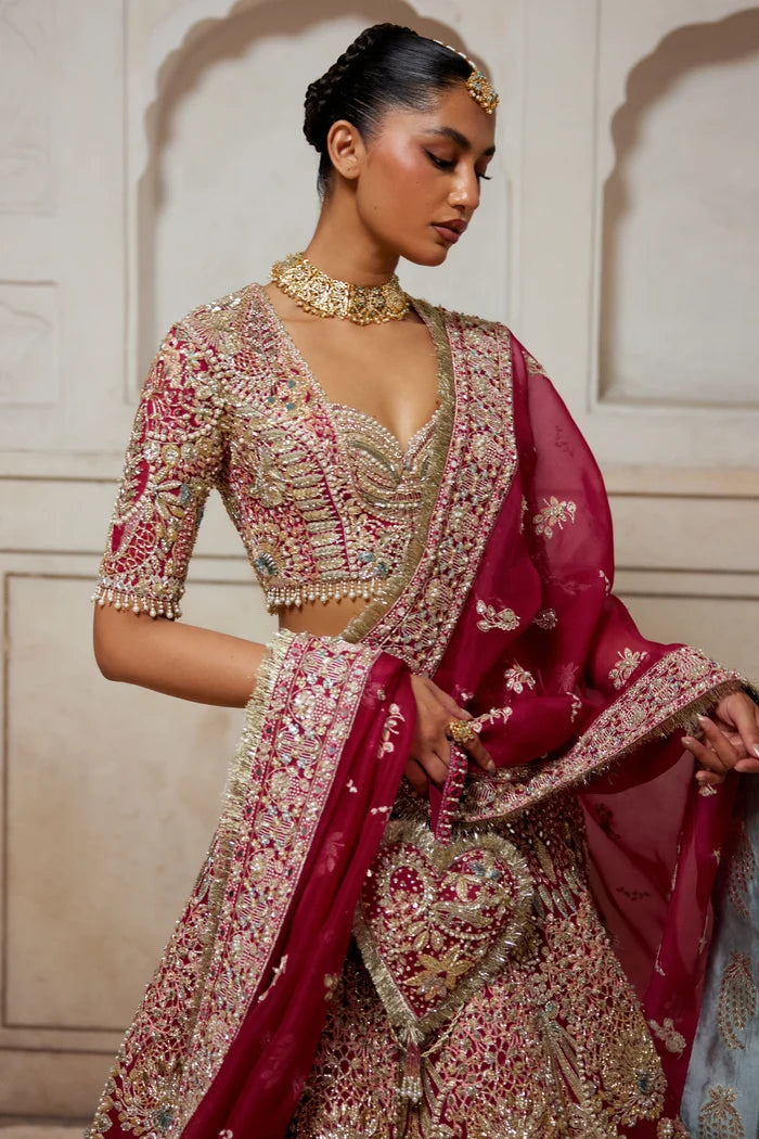 Soraya | 3 Piece Unstitched Embroidered Organza Bridal Dress | Diyar