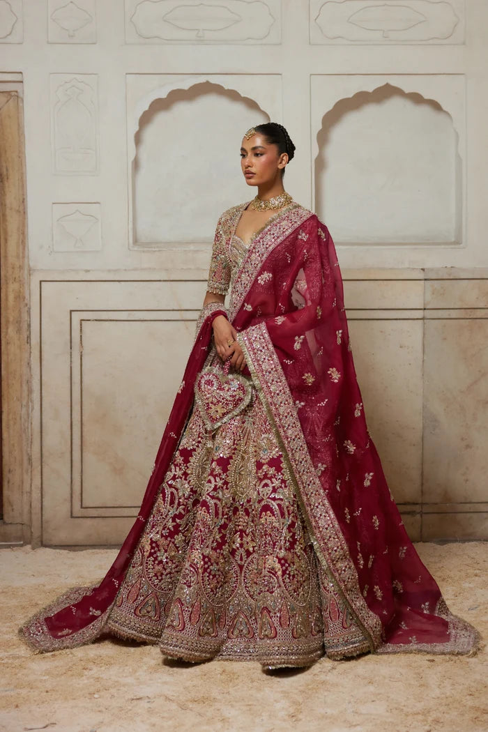 Soraya | 3 Piece Unstitched Embroidered Organza Bridal Dress | Diyar
