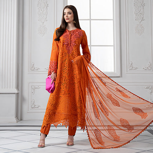 Maria B. | 3 Piece Unstitched Embroidered Paper Cotton Suit | D-2505-B