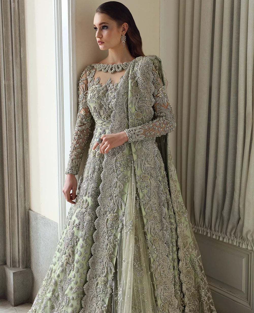 Republic Womens Wear | 3 Piece Unstitched Embroidered Bridal Dress | Celestia (E-62)