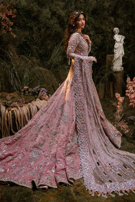 Maria B. | 3 Pice Unstitched Embroidered Long Tail Gown | Ambre