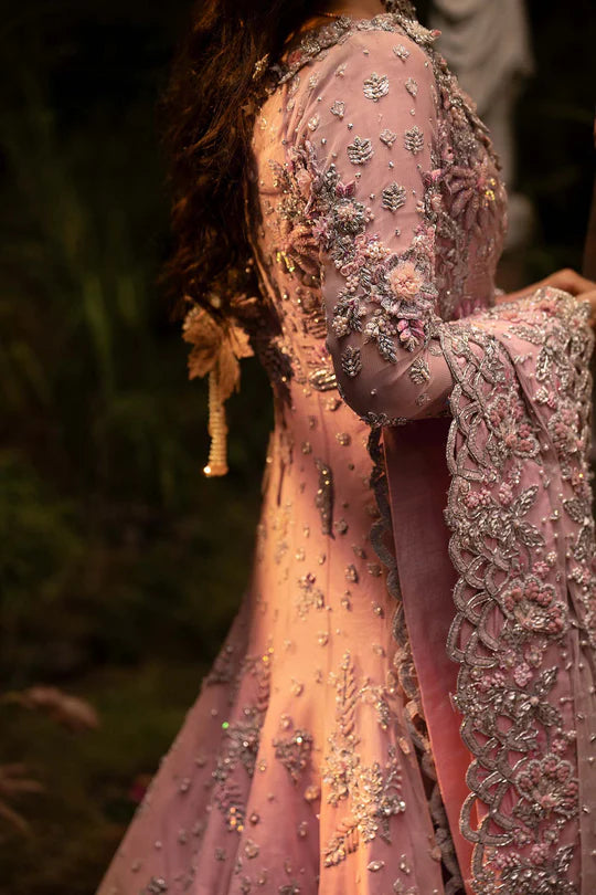 Maria B. | 3 Pice Unstitched Embroidered Long Tail Gown | Ambre