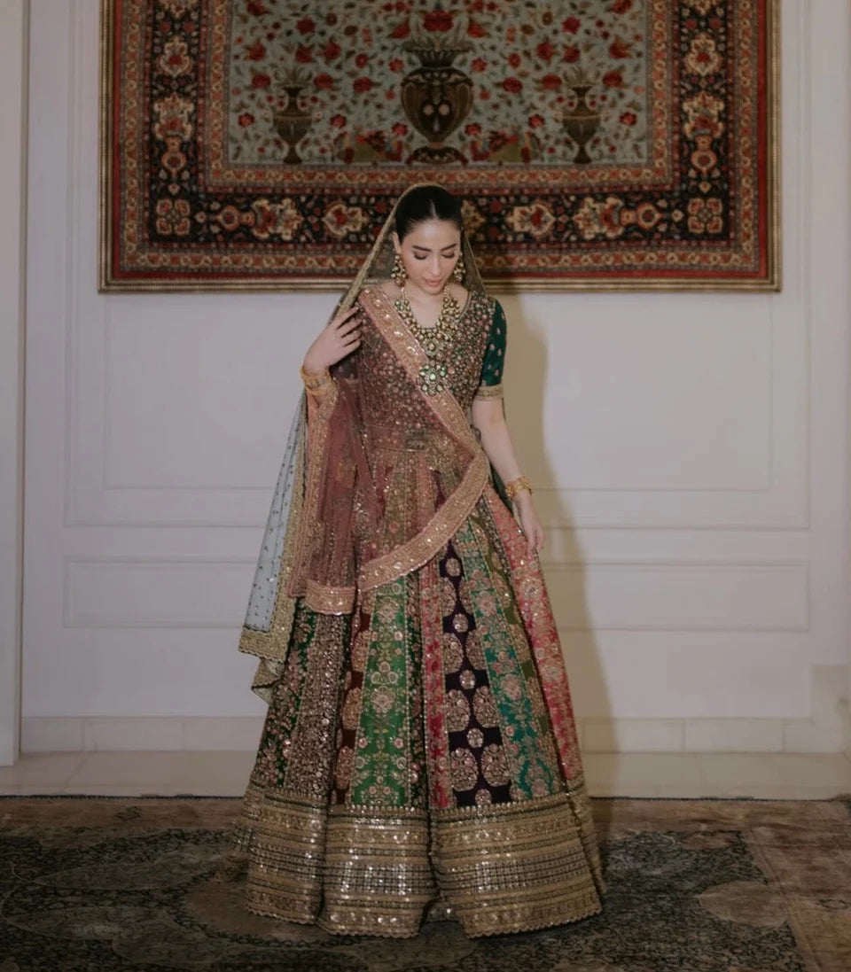Sabyasachi Mukherjee | 3 Piece Unstitched Embroidered Lehenga |