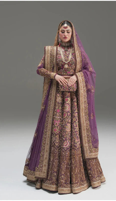 Fahad Hussayn | 3 Piece Unstitched Embroidered Lehenga | Mirbail