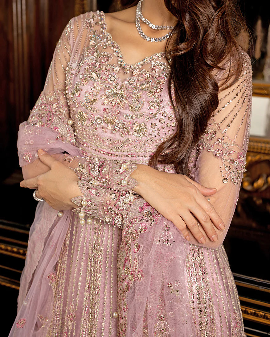 Mushq | 3 Piece Unstitched Embroidered Net Lehenga | Geet