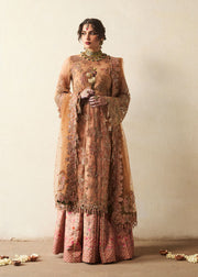 Hussain Rehar | 3 piece Unstitched Embroidered Korean Raw-silk Paneled Sharara | Raitla