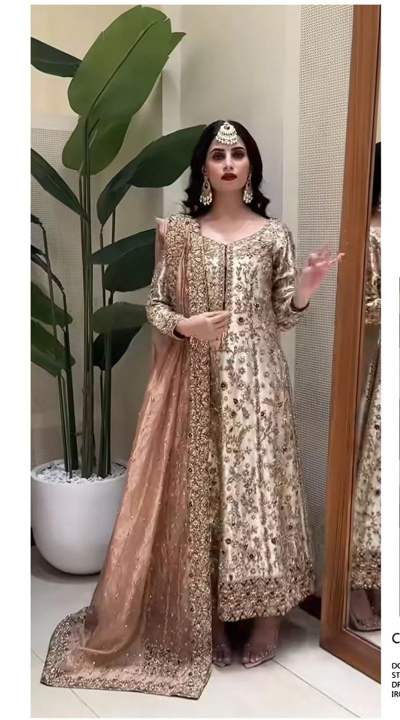 Haris Shakeel | 3 Piece Unstitched Embroidered Tissue Zari Fabric | Dilruba
