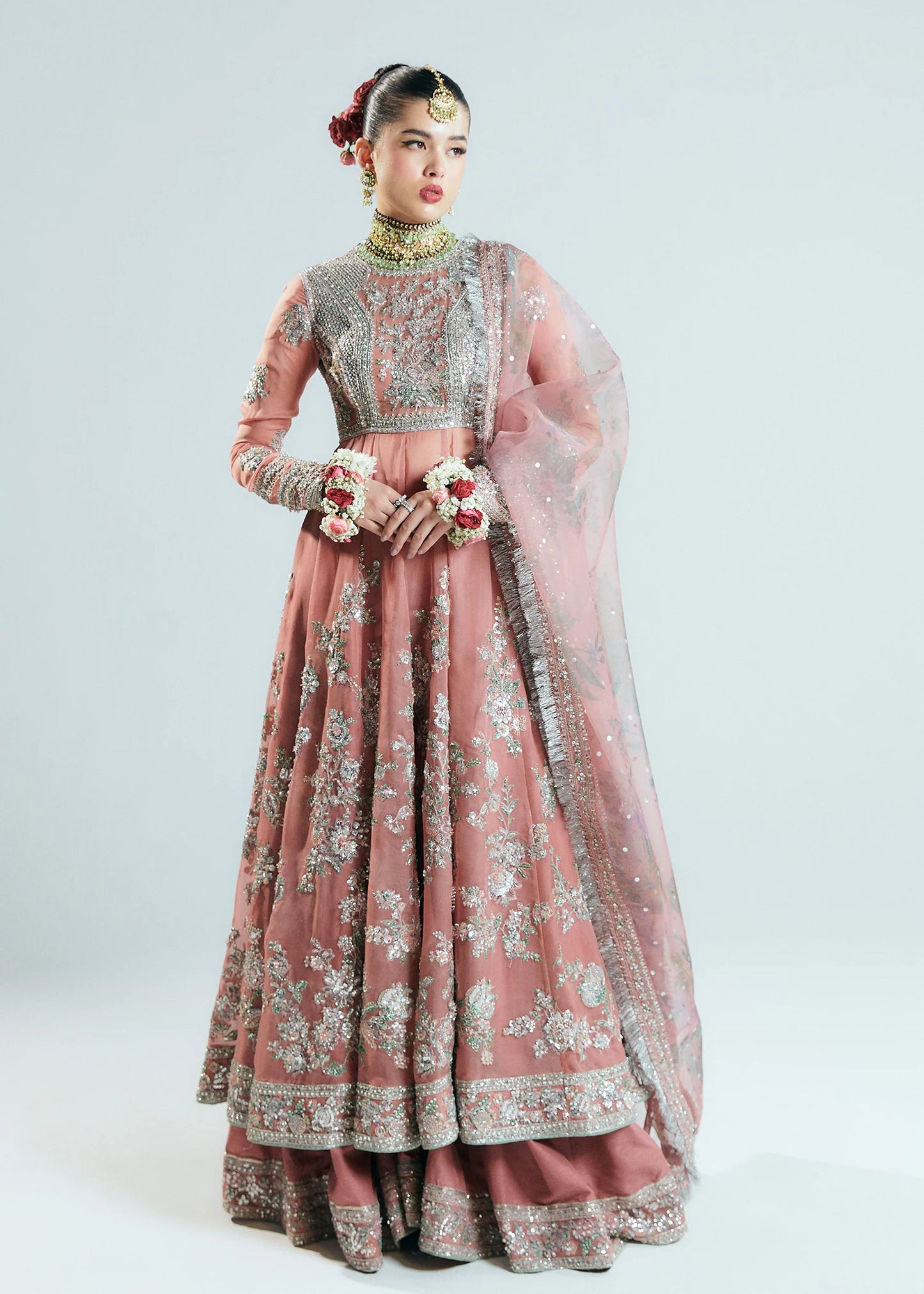 Hussain Rehar | 3 Piece Unstitched Embroidered Organza Peshwas | Tropica