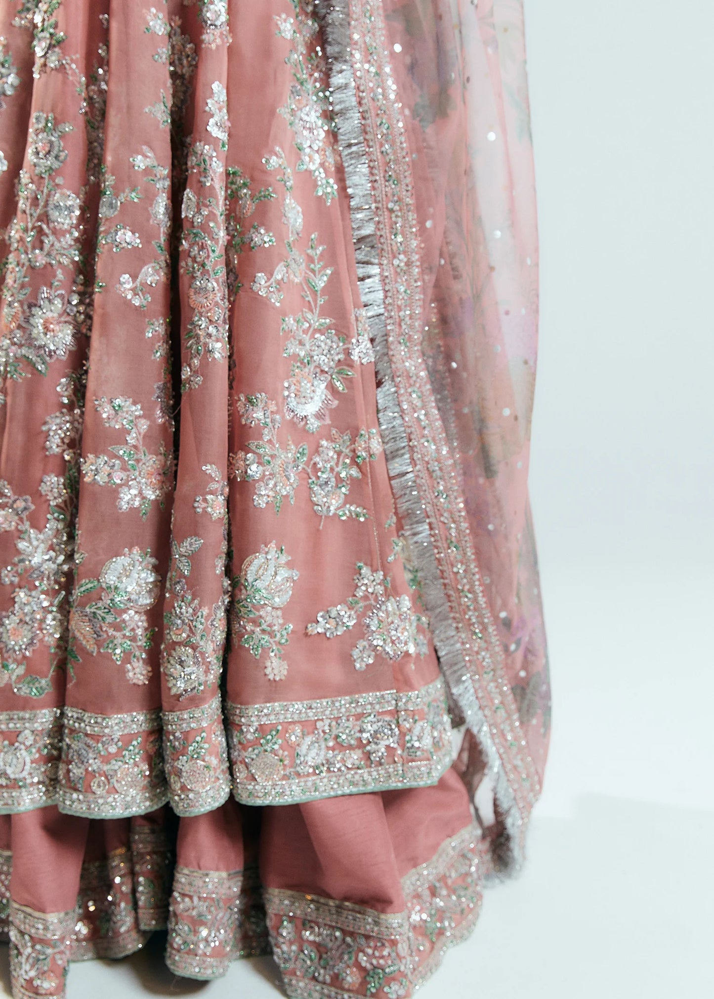 Hussain Rehar | 3 Piece Unstitched Embroidered Organza Peshwas | Tropica