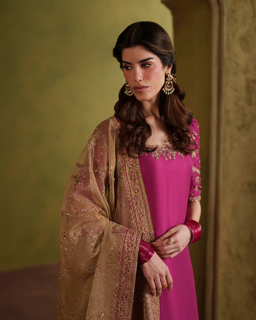 Faiza Saqlain | 3 Piece Unstitched Embroidered Tussle Silk | Kissa